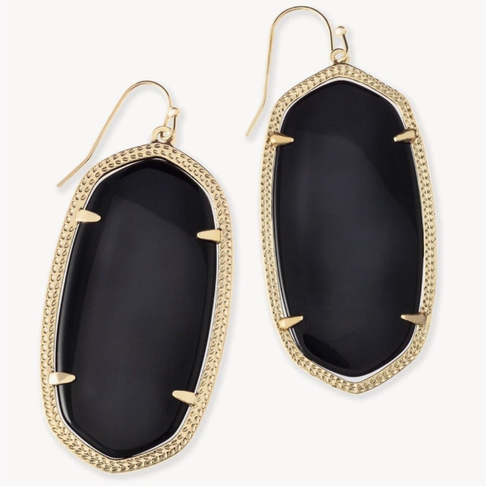 Kendra Scott Danielle Gold Drop Earrings in Black Opaque Glass